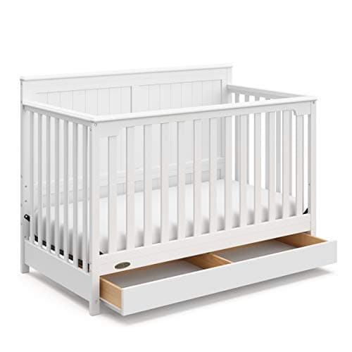 Graco Hadley 5-in-1 Convertible Crib with Drawer – GREENGUARD Gold Certified, Fits Standard Crib Mattress…