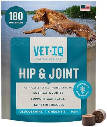 VetIQ Glucosamine Hip & Joint Supplement for Dogs, 180 Soft Chews, Joint Support Supplement with MSM and Krill, Dog Health…