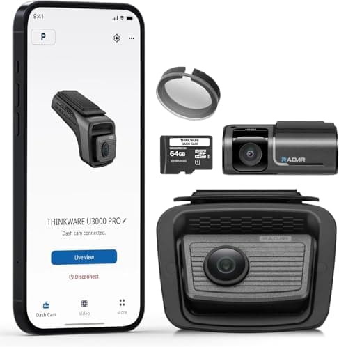 THINKWARE U3000 PRO 2CH 4K HDR Dual Dash Cam Front and Rear - 4K+2K STARVIS 2, Super Night Vision 4.0, Radar…