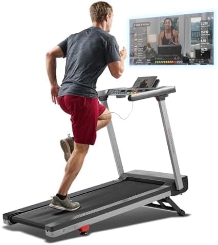 Sunny Health & Fitness Fully Assembled OneClick-Fold 20" Smart Treadmill with Auto Incline & SunnyFit App