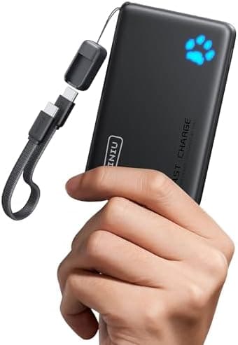 INIU 45W Fast Charging Portable Charger, 40% Smaller 10000mAh with Detachable Cable, Flight-Safe Travel Power…