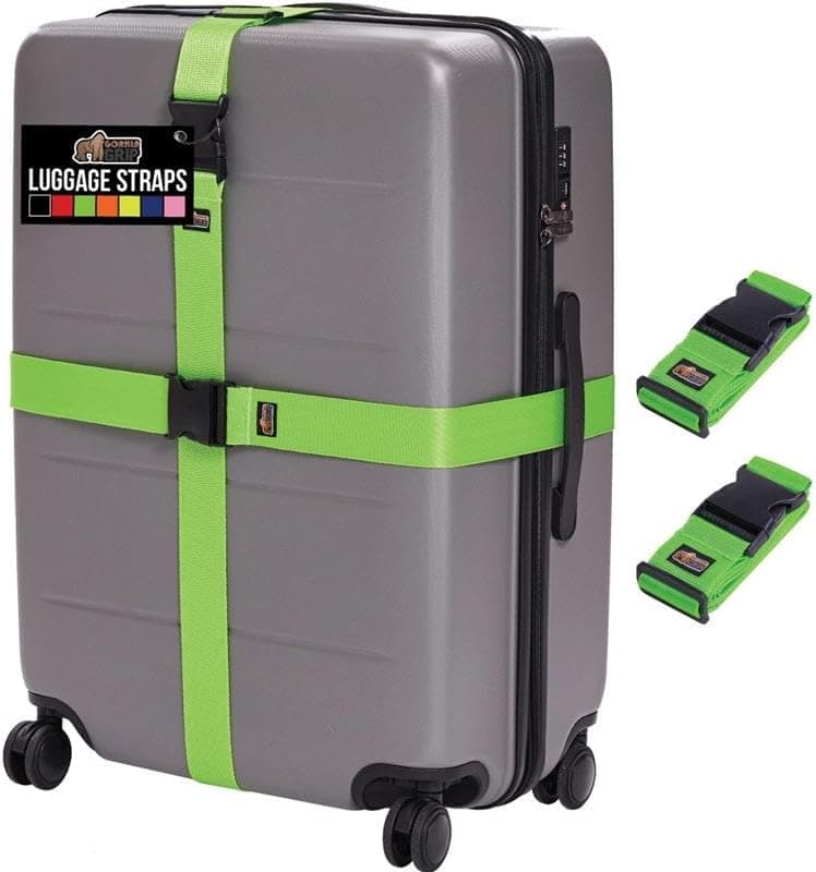 GORILLA GRIP GORILLA GRIP Heavy Duty Adjustable Luggage Straps for Suitcases, Easy to Identify Travel Belt…