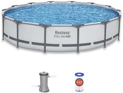 Bestway Steel Pro MAX 14' x 33" Round Above Ground Swimming Pool Set, 530 GPH Filter Pump, Tritech Puncture…