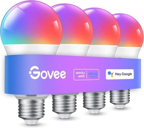 Govee Smart Light Bulbs, Color Changing Light Bulb, Work with Alexa and Google Assistant, 16 Million Colors RGBWW, WiFi &…