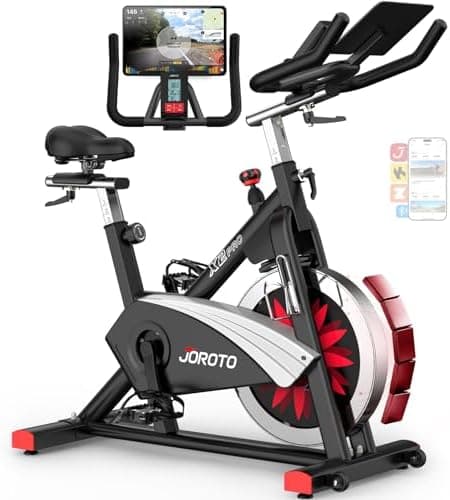 JOROTO Exercise Bike, Magnetic Stationary Bikes for Home with 40LBS Flywheel, App Supported Indoor Bike with…
