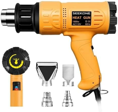 SEEKONE Heat Gun 1800W 122℉-1202℉(50℃- 650℃)Fast Heating Heavy Duty Hot Air Gun Kit Variable Temperature Control Overheat…