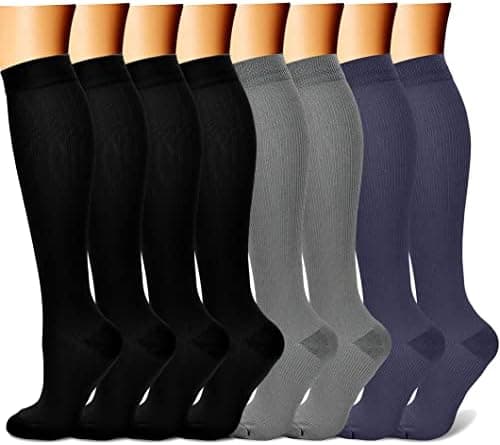 CHARMKING Compression Socks for Women & Men Circulation (8 Pairs) 15-20 mmHg is Best Support for Athletic…