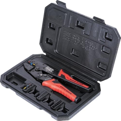 Klein Tools 3000CRKIT Ratchet Crimping Tool Set, (4) Interchangeable Dies for Heat Shrink, Non-Insulated…
