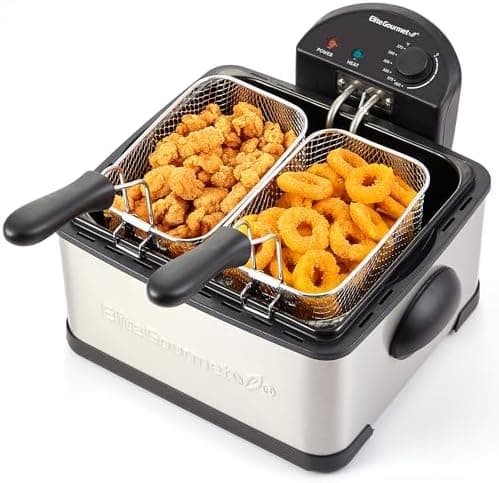 Elite Gourmet Electric Deep Fryer, 4.5 Qt Total Oil Capacity (Dual 2-Qt Split Baskets), 1700 Watts, Stainless…