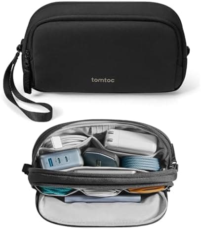 tomtoc Electronic Organizer Travel Case, Water Resistant Dual Compartment Tech Pouch Cable Organization…