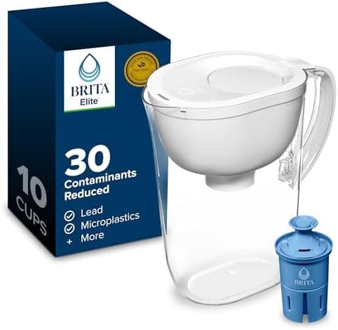 Brita Water Pitcher, Everyday Elite Filter, Removes 99% of Lead, 10 Cup Capacity, White, 1 Count
