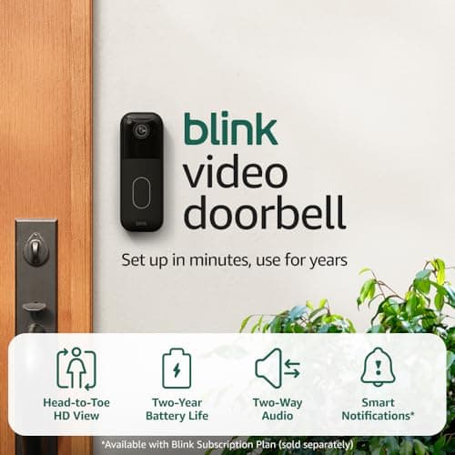 Blink Video Doorbell – Head-to-toe HD view, two-year battery life, and simple setup. Sync Module Core…