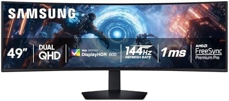 SAMSUNG 49-inch Odyssey G9 (G91F) DQHD, 144Hz, Curved Gaming Monitor, Ultra-Wide 32:9 Screen, DisplayHDR 600…