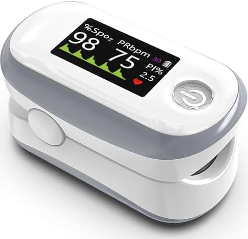 Alecaremed Pulse Oximeter, 4 Color OLED Display Oxygen Monitor Fingertip with 20 × Memory, Blood Oxygen…