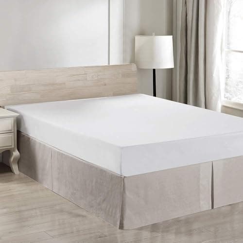 Simple&Opulence Belgian Linen Bed Skirt with Classic 14 inch Tailored Drop Dust Ruffle, Easy Fit Breathable…