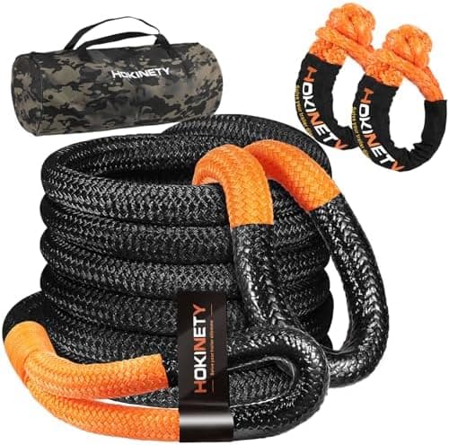 Kinetic Recovery Tow Rope: 1.26" x 30ft Snatch Strap with Soft Shackles Heavy Duty Offroad Towing Straps Kit…