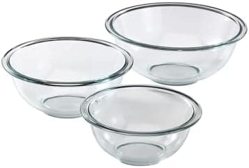 Pyrex Essentials (3-Piece) Glass Mixing Bowls Set For Prepping, Baking and Cooking, Preheated Oven…