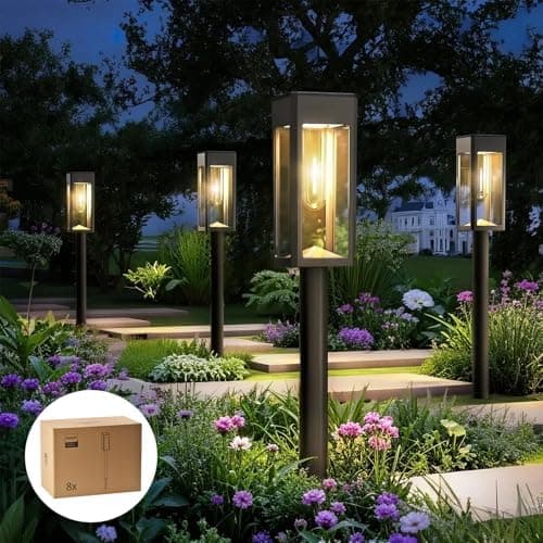 Philips 8 Packs Solar Pathway Lights Outdoor, Glass Metal Led Garden Landscape Lightings, 3000K Warm White, Waterproof for Decor…