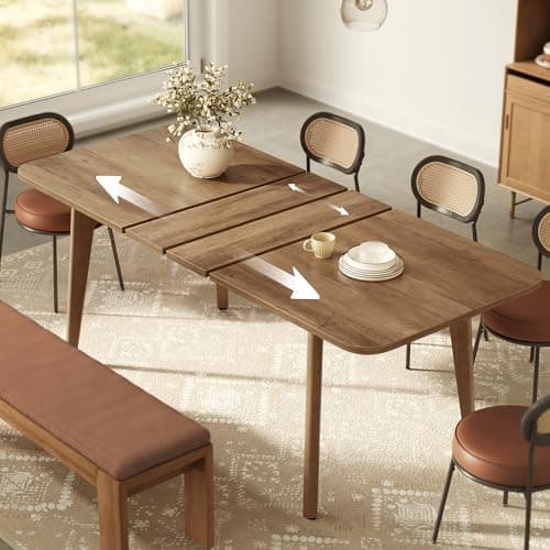 VASAGLE MAEZO Collection - Extendable Dining Table for 4/6/8, Kitchen Table with Tapered Legs, Curved…