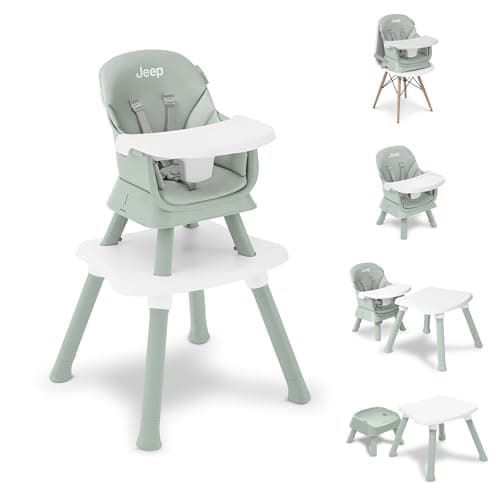 Jeep Milestone 6-in-1 High Chair by Delta Children - High Chair Converts to Stool, Booster Seat, Toddler…
