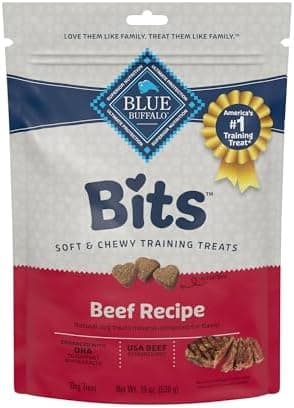 Blue Buffalo Bits Soft Dog Treats for Training, Made with Natural Ingredients & Enhanced with DHA, Beef Recipe, 19-oz Bag