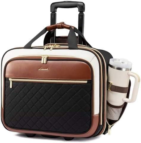 LOVEVOOK Rolling Laptop Bag Women, 17.3 Inch Laptop Briefcase with Wheels, Soft Sided Underseat Carry On…