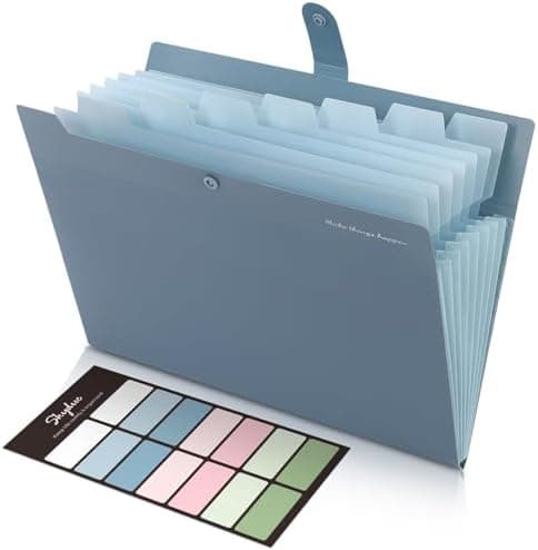 SKYDUE Expanding File Organizer with 8 Pockets, Accordion File Folders with Labels, Portable Document Paper…