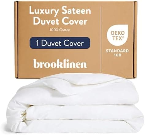 Brooklinen Luxury Sateen Duvet Cover - 100% Cotton, Full/Queen Size in White with Extra-Long Corner Ties and…