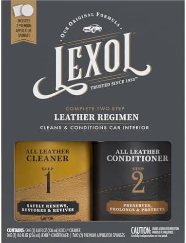 Leather Conditioner and Cleaner Kit by Lexol, Use on Furniture, Car Interiors, Shoes, Handbags, Includes 2…