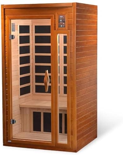 DYNAMIC SAUNAS Barcelona 1- to 2-Person Low EMF FAR Infrared Sauna with Red Light Therapy & Bluetooth…