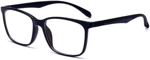 ANRRI Blue Light Blocking Glasses, Anti Eyestrain Lens Lightweight Frame Eyeglasses, Black, Men/Women