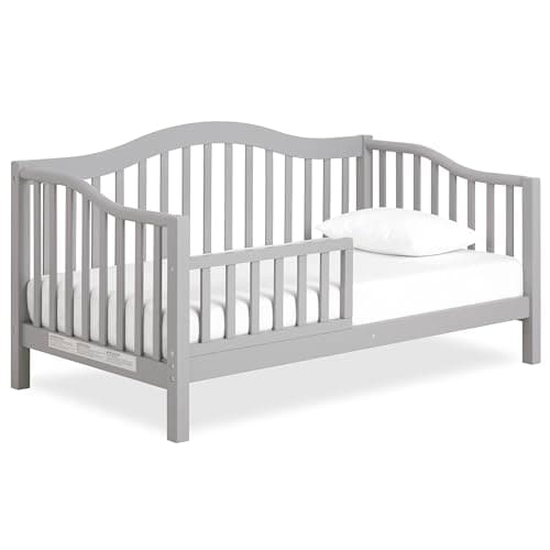 Dream On Me Austin Toddler Day Bed with Rails in Pebble Grey, Low to Floor Toddler Day Bed, Greenguard Gold &…