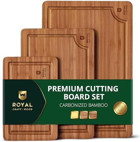 ROYAL CRAFT WOOD Wooden Cutting Boards for Kitchen Meal Prep & Serving - Non Toxic Bamboo Wood Cutting Board…