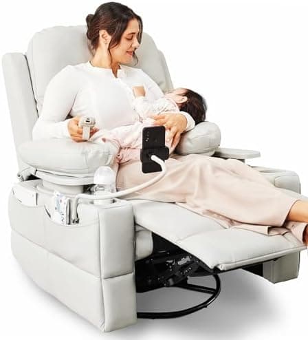 MAMAZING Lullapod Power Nursery Recliner Rocking Chair, Triple Motor Power Recliner with HugAssist Armrest…