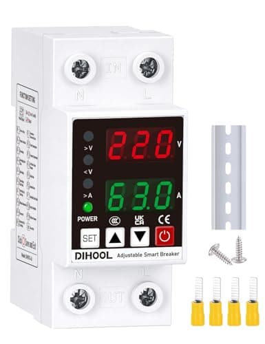 DIHOOL Smart Circuit Breaker with Adjustable Voltage Protection, 70-200V Low and 140-300V High Cutoff, 1-63A…