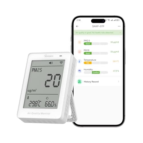 SONOFF SAWF-07P Smart Indoor Air Quality Monitor with PM2.5, PM10, Temperature & Humidity Sensor, Real-Time…