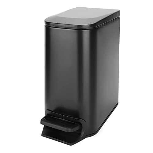 Cesun Small Bathroom Trash Can with Lid Soft Close, Step Pedal, 6 Liter / 1.6 Gallon Stainless Steel Garbage…