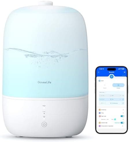 GoveeLife Smart Humidifiers for Bedroom, 3L Top Fill Cool Mist Humidifiers with Essential Oil Diffuser…
