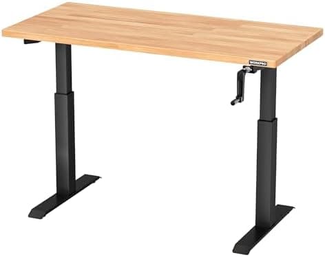 WORKPRO Adjustable Workbench with Crank Handle, 47.2" x 23.6" Rubber Wood Worktable 300LBS Load Capacity,Height-Adjustable…