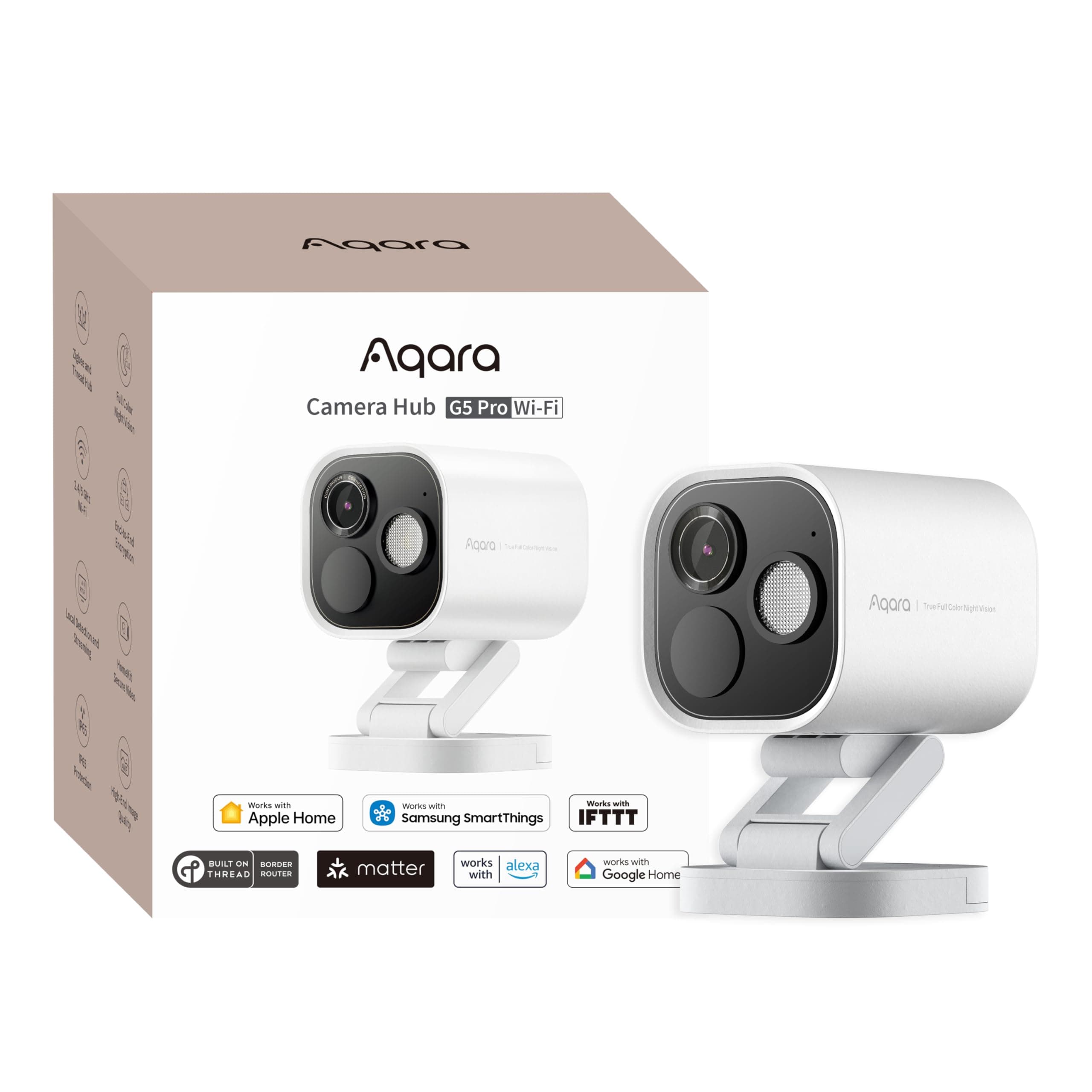 Aqara 4MP Camera Hub G5 Pro WiFi, True Color Night Vision Security Camera Outdoor, 2.4/5Ghz WiFi, HomeKit…