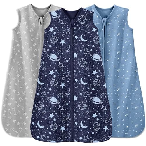 Unnivoll Baby Sleep Sack 0-6 Months 3 Pack 100% Cotton Lightweight 0.5 TOG Wearable Blanket Baby Sleep Bag…