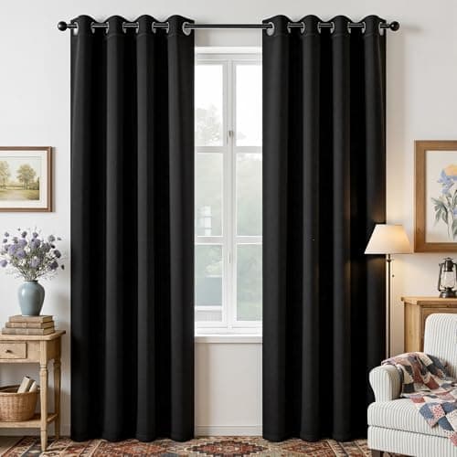 Joydeco Blackout Curtains for Bedroom 84 Inch - Black Out Curtains with Grommets Thermal Insulated Room…