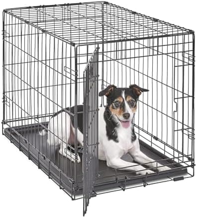 MidWest Homes for Pets 30-Inch iCrate for Medium Breeds, 21-40 lbs, Single Door Folding Dog Crate with Divider Panel, Leak-Proof…