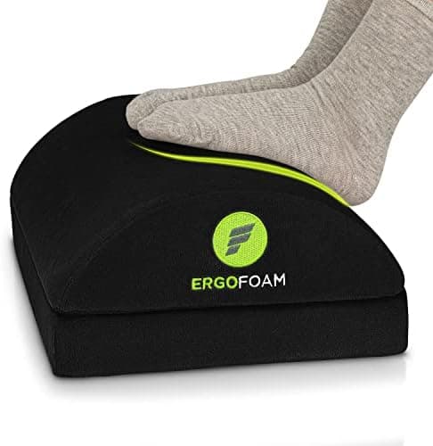 ErgoFoam Foot Rest for Under Desk at Work Adjustable - Chiropractor-Endorsed, High-Density Foam, Velvet…