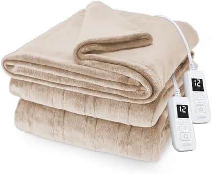 Sunbeam Royal Posh Velvet Heated Electric Blanket Queen Size, 90" x 84", 12 Heat Settings, 12-Hour Selectable…