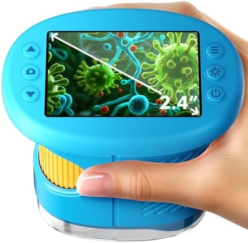 Odatay 4K 1000X Digital Microscope for Kids with Long Distance Viewing & 2.4" Screen, Portable Handheld Edu…