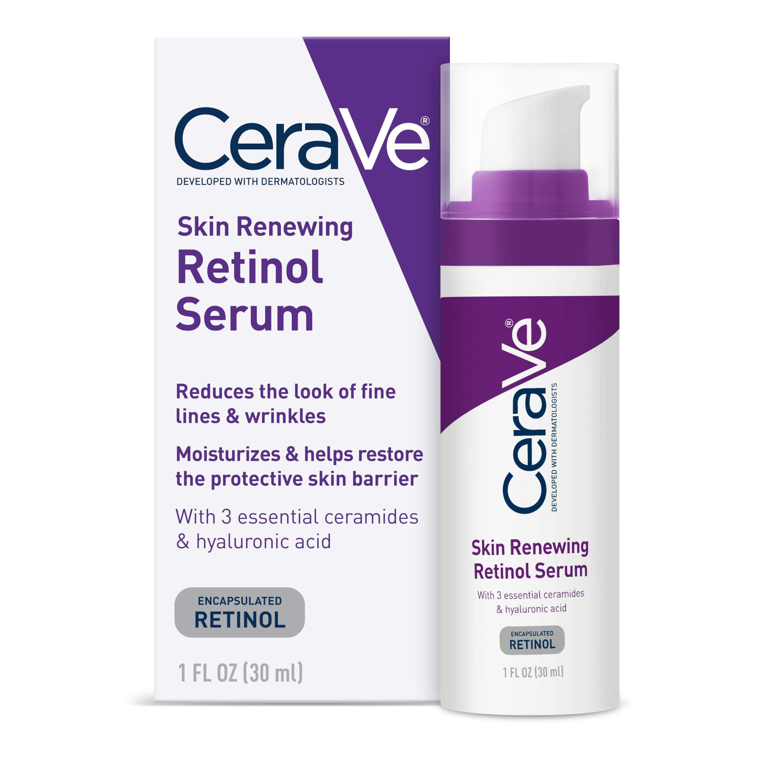 CeraVe Anti Aging Retinol Serum For Face, Encapsulated Retinol With Hyaluronic Acid, Niacinamide & Ceramides…