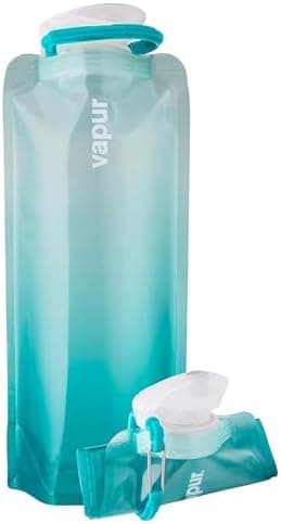 Vapur Flexible, Collapsible Wide Mouth Anti-Bottle with Detachable Carabiner, 34 Ounce, Malibu Teal, Pack of 1