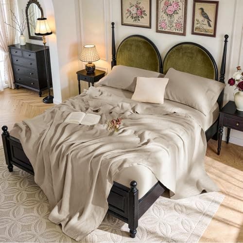 SONORO KATE 100% French Pure Linen Sheets, Breathable and Durable Linen King Size Sheets, Anti-Tear Linen Bed…