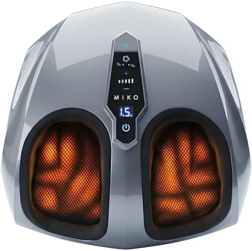 MIKO Foot Massager Machine with Deep-Kneading, Compression, Shiatsu, and Heat for Plantar Fasciitis, Neuropathy - Fits up to Men…
